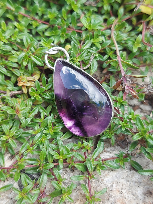 Star Amethyst Tear Drop Open Back Pendant