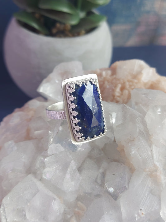 lapis lazuli faceted rectangle ring