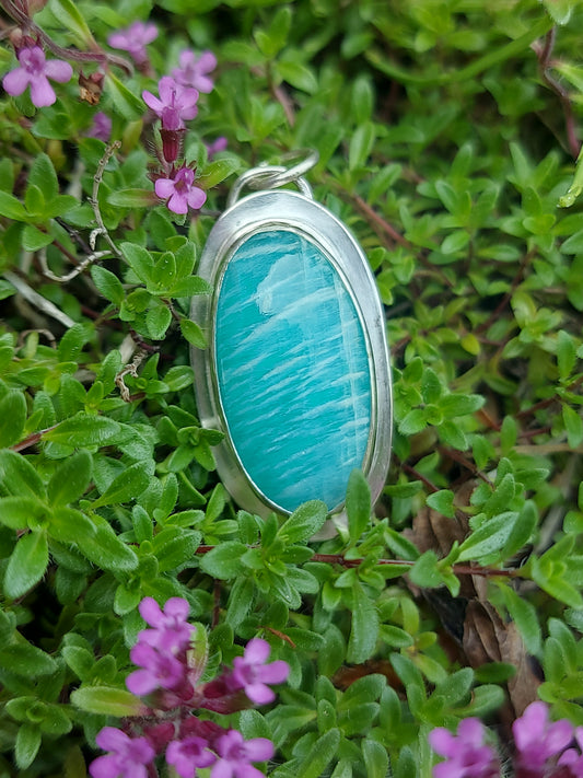 Amazonite oval pendant with spiral