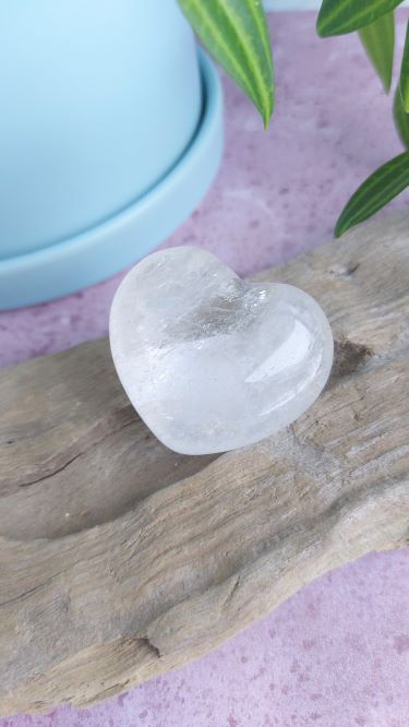 clear quartz crystal heart