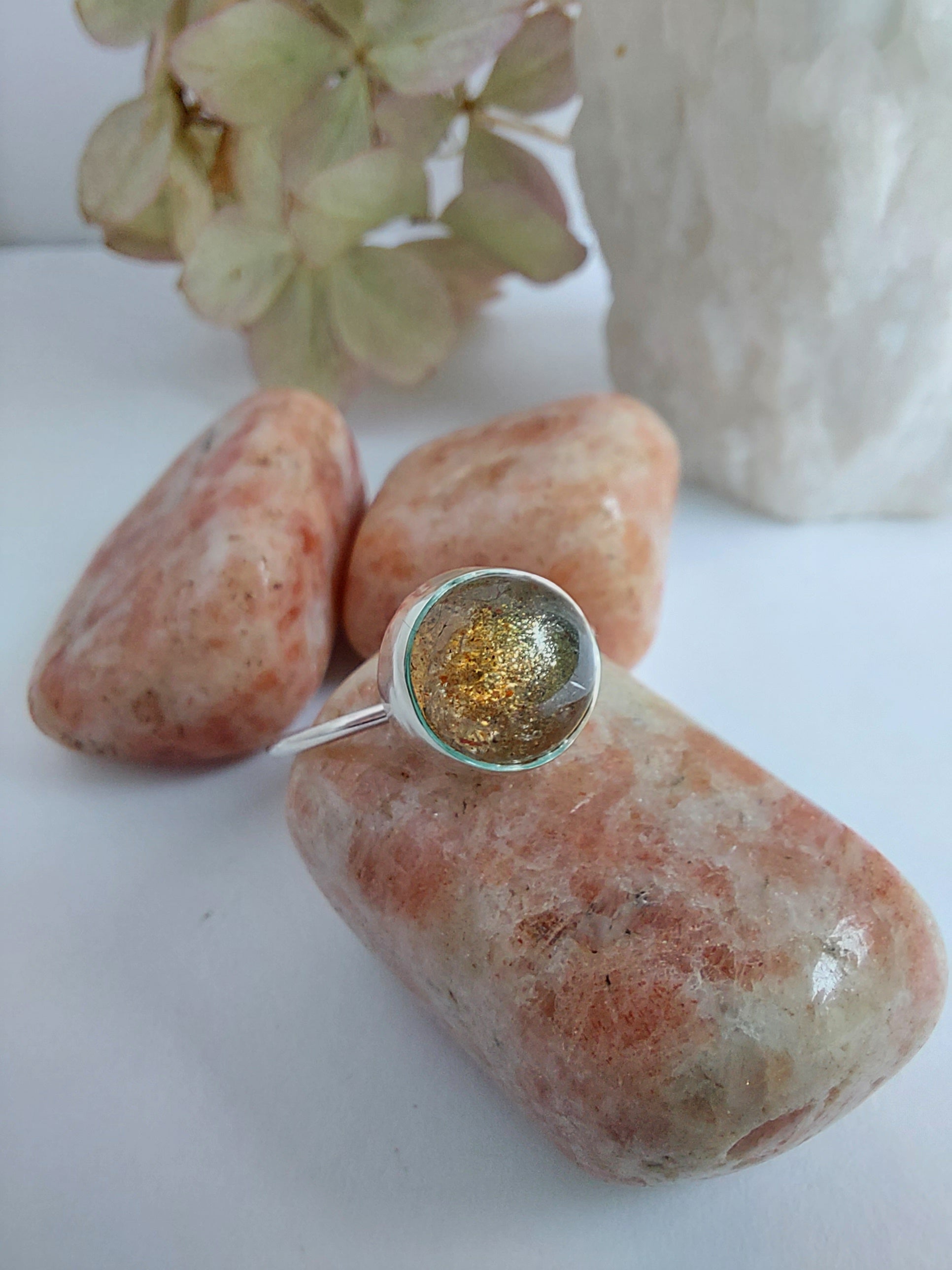 sunstone gemstone silver ring