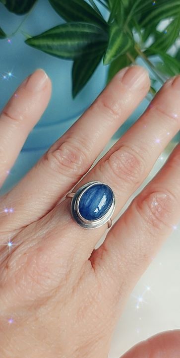 kyanite semi precious gemstone sterling silver ring
